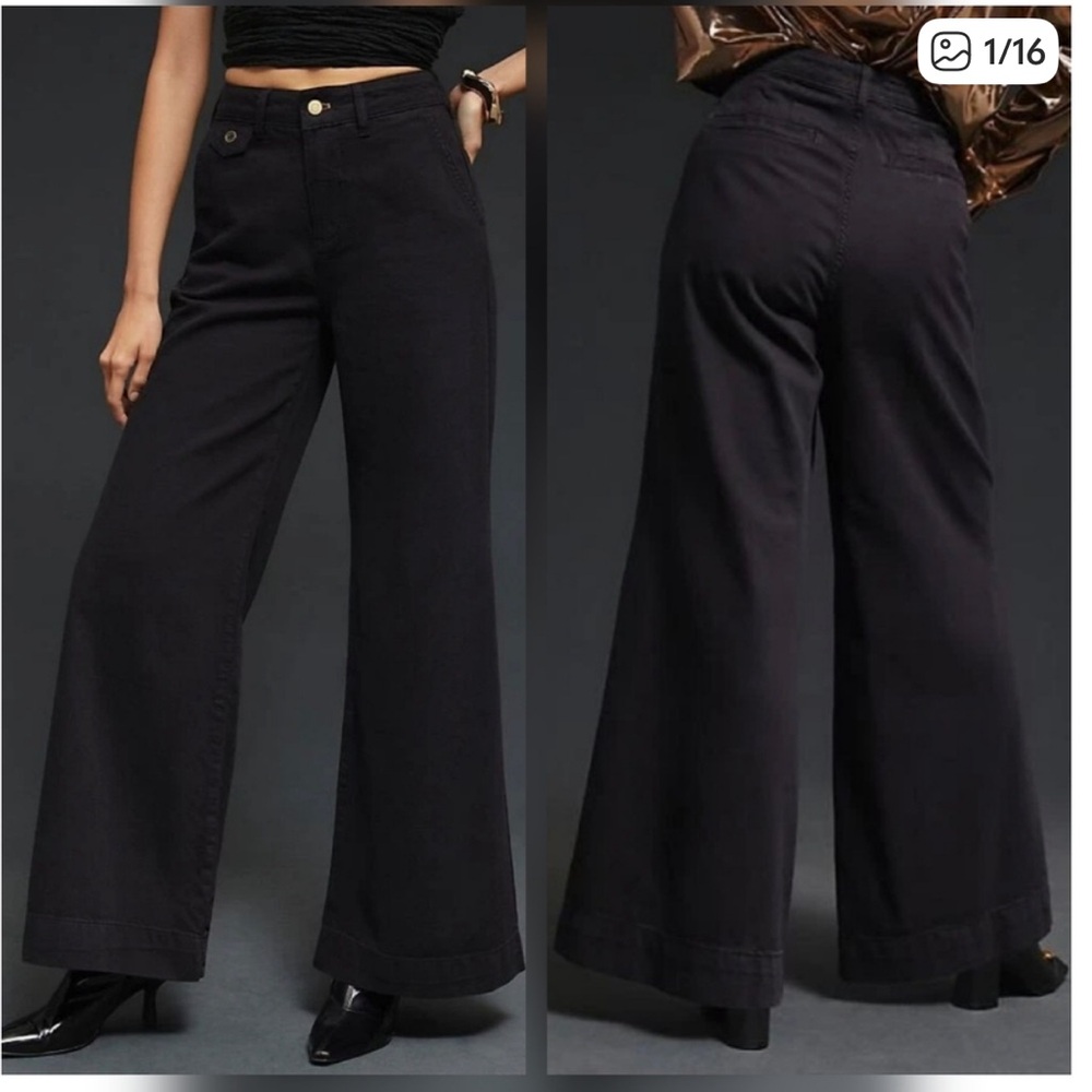 Anthropologie Pilcro‎ 26 Black High-Rise Wide Leg Trouser Pants